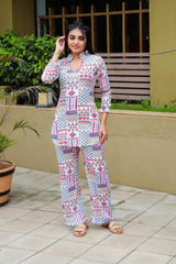 Women Cotton Blend Crop Top Palazzo Set