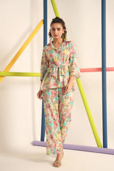 Women Floral Print Top & Pyjamas Set
