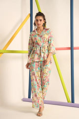 Women Floral Print Top & Pyjamas Set