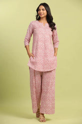 Women Cotton Blend Kurta Palazzo Set