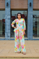 Women Cotton Blend Ethnic Top Palazzo Set