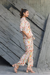 Women Cotton Blend Crop Top Palazzo Set