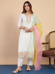 Kiyana Off-white Women's Designer Kurta Pant Set Premium Pattern Collection