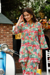 Women Cotton Blend Crop Top Palazzo Set