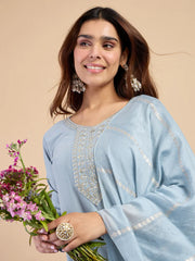 Myra Grey Women's Designer Kurta Pant Set Premium Pattern Collection