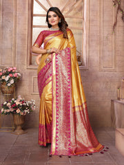 Premium Beige Pure Banarasi Tissue Silk Saree with All-Over Weaving Butties