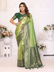 Pure Banarasi Red Tissue Silk Saree with Butti Weaving