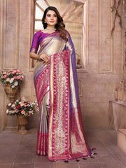 Premium Parrot Green Pure Banarasi Tissue Silk Saree with All-Over Weaving Butties