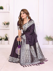 Soft & Lightweight Purple Georgette Silk Saree with Rich Zari Weaving