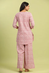 Women Cotton Blend Kurta Palazzo Set