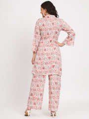 Women's Viscose Cotton Print ¾ Sleeve Top and Palazzo Set