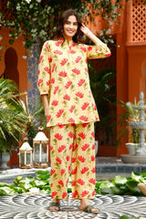Women Cotton Blend Ethnic Top Palazzo Set