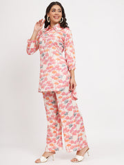 Women's Distress Print Co-Ord Set Relaxed Fit for Women
