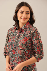Women Cotton Blend Kurta Palazzo Set