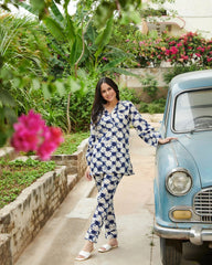 Women Collar-Neck Top & Pants Set