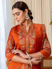 Noor-E-Nazakat Rust Designer Kurta Plazo Set