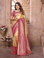 Premium Purple Pure Banarasi Tissue Silk Saree with All-Over Weaving Butties