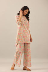 Cotton Hand Block Printed Pink Co-Ord Set
