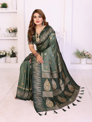 Premium Teal Green South Soft Silk Saree with Rich Zari Weaving Border & Heavy Pallu