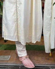 Chikankari presents Gulab Printed Makhmal Mulmul Chikankari Gown
