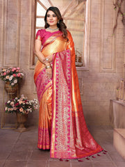 Premium Green Pure Banarasi Tissue Silk Saree with All-Over Weaving Butties