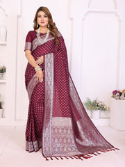 Soft & Lightweight Wine Georgette Silk Saree with Rich Zari Weaving