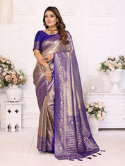 Pure Banarasi Green Tissue Silk Saree with Butti Weaving